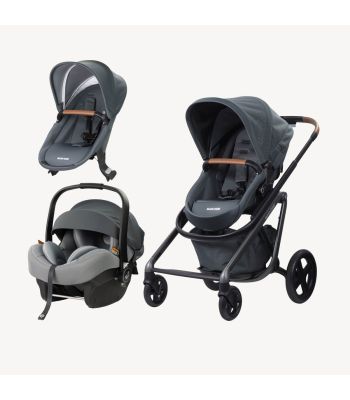 Travel System - Mico 12 LX Pebble & Lila Comfort Stroller with Second Seat Sparkling Grey