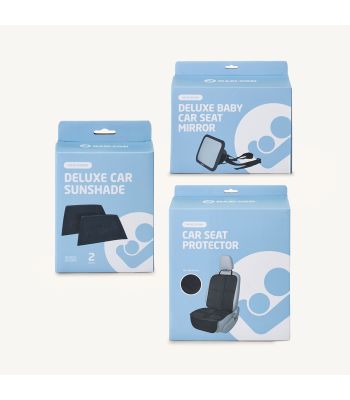 Deluxe Baby Car Seat Mirror, Seat Protector and Car Sunshade