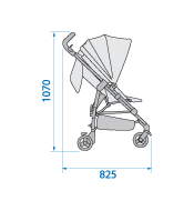 Dana For2 Double Stroller Side Dimensions: 825mm wide x 1070mm Height