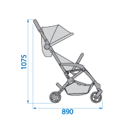 Maxi-Cosi Laika Pram Side View Dimensions: 890mm wide x 1075mm height
