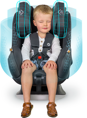 Image of Safety Shield Car Seat Technology Protecting a Child from Impact